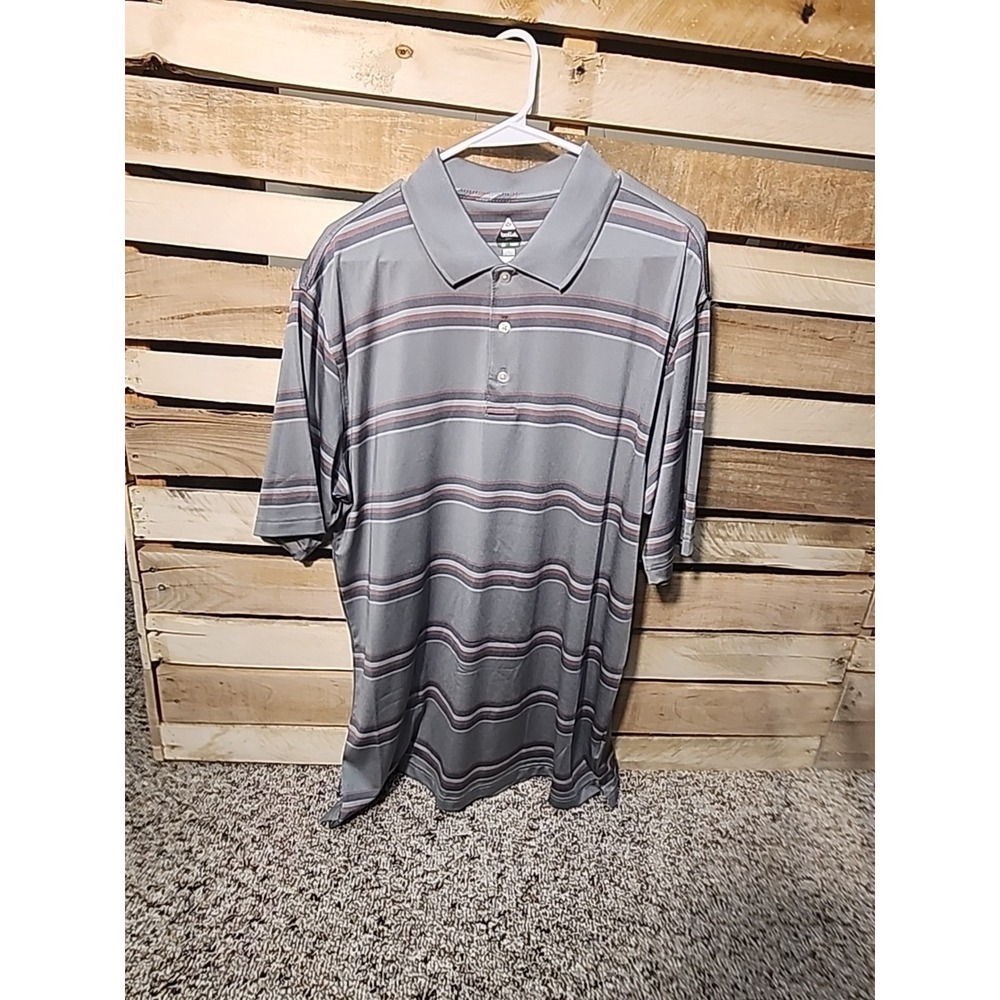 BOLLE Golf Tech L Polo Shirt Short Sleeve Stripe Moisture Wicking Quick Dry